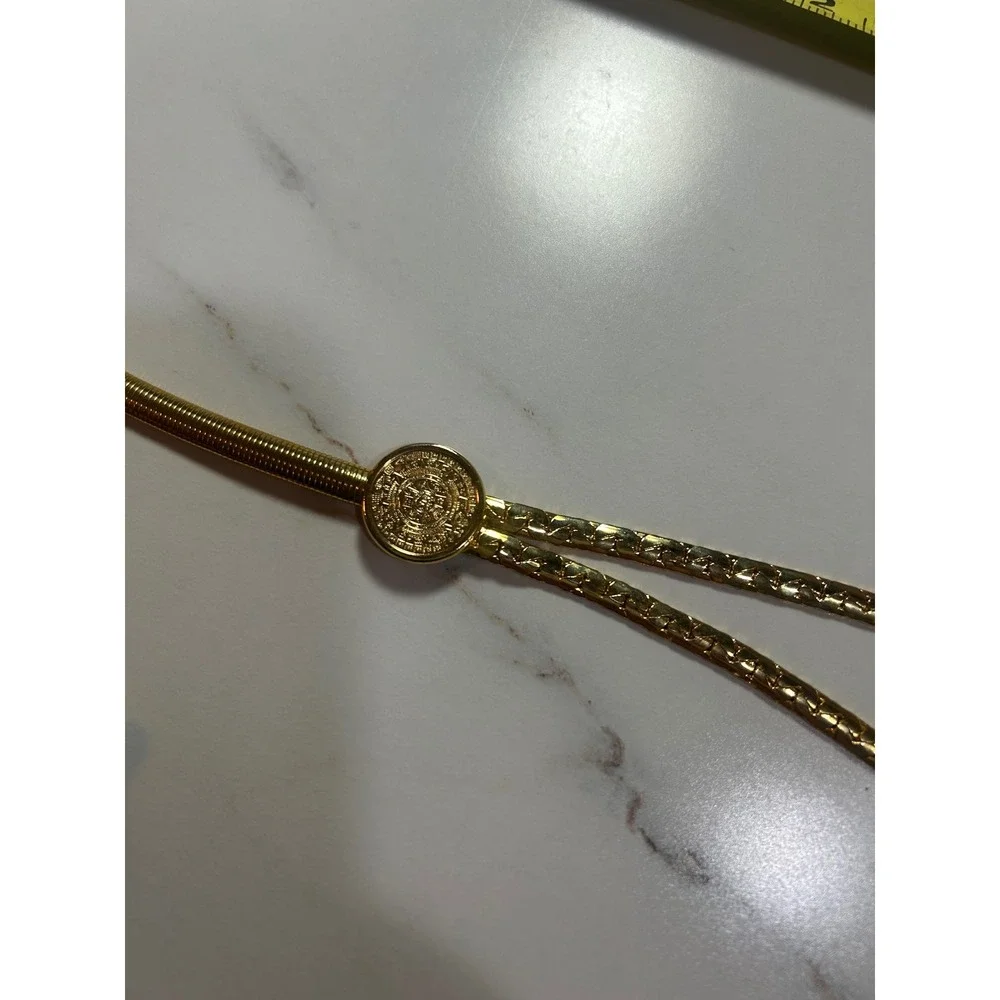 Vintage Gold Tone Metal Snake‎ Chain Coin Medallion Belt 29 Inch